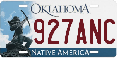 OK license plate 927ANC
