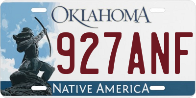 OK license plate 927ANF
