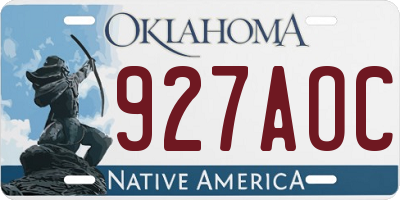 OK license plate 927AOC