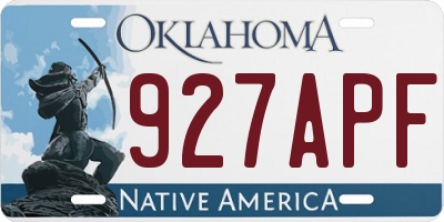 OK license plate 927APF