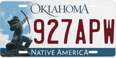 OK license plate 927APW