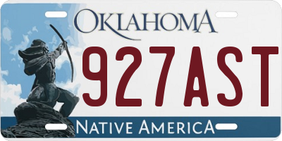 OK license plate 927AST