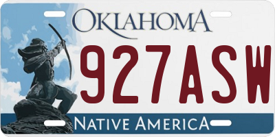 OK license plate 927ASW