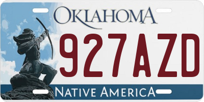 OK license plate 927AZD