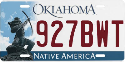 OK license plate 927BWT