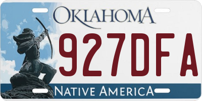 OK license plate 927DFA