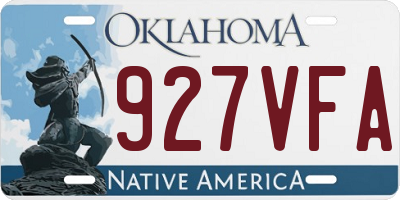 OK license plate 927VFA