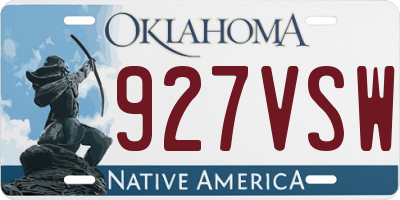 OK license plate 927VSW
