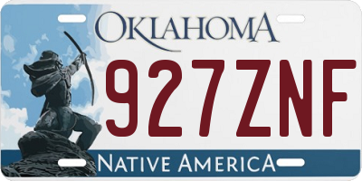 OK license plate 927ZNF
