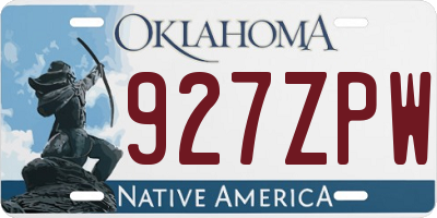 OK license plate 927ZPW