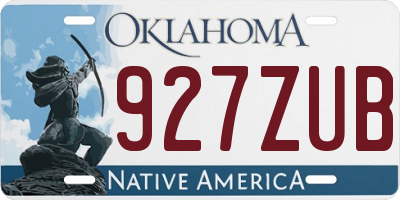 OK license plate 927ZUB