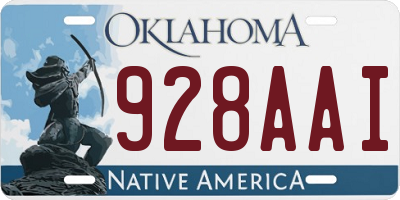 OK license plate 928AAI