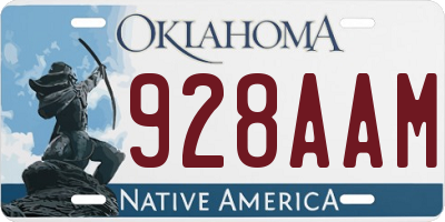 OK license plate 928AAM