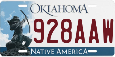 OK license plate 928AAW