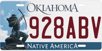 OK license plate 928ABV