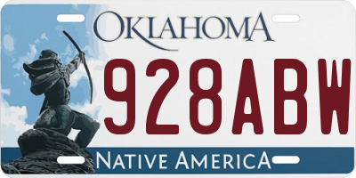 OK license plate 928ABW