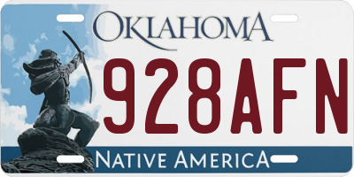 OK license plate 928AFN