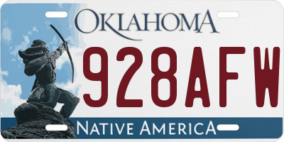 OK license plate 928AFW