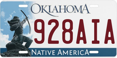 OK license plate 928AIA