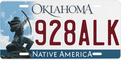 OK license plate 928ALK