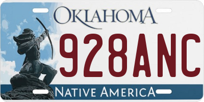 OK license plate 928ANC