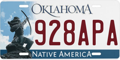 OK license plate 928APA