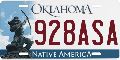 OK license plate 928ASA