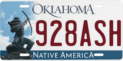 OK license plate 928ASH