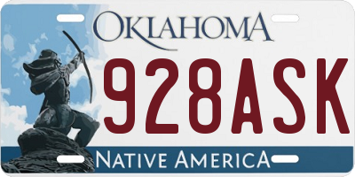 OK license plate 928ASK