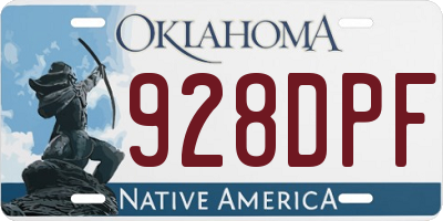 OK license plate 928DPF