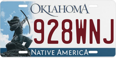 OK license plate 928WNJ