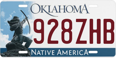 OK license plate 928ZHB