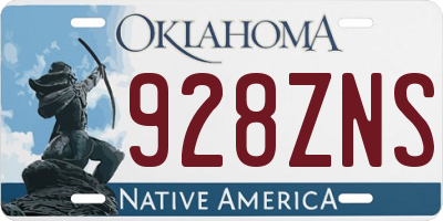 OK license plate 928ZNS