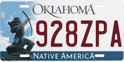 OK license plate 928ZPA