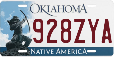 OK license plate 928ZYA