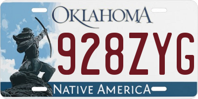 OK license plate 928ZYG