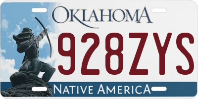 OK license plate 928ZYS