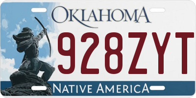 OK license plate 928ZYT