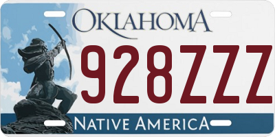 OK license plate 928ZZZ