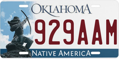 OK license plate 929AAM