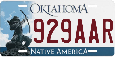 OK license plate 929AAR