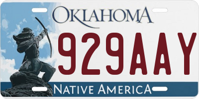 OK license plate 929AAY