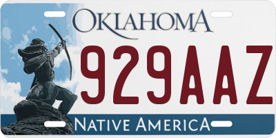 OK license plate 929AAZ