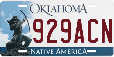 OK license plate 929ACN
