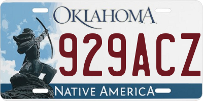 OK license plate 929ACZ