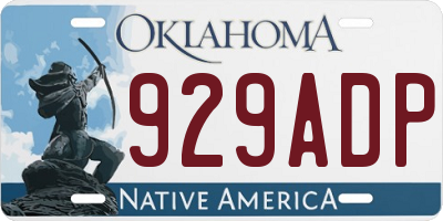 OK license plate 929ADP