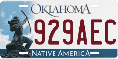 OK license plate 929AEC