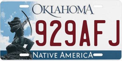 OK license plate 929AFJ