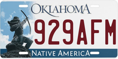 OK license plate 929AFM
