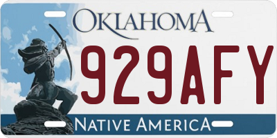 OK license plate 929AFY